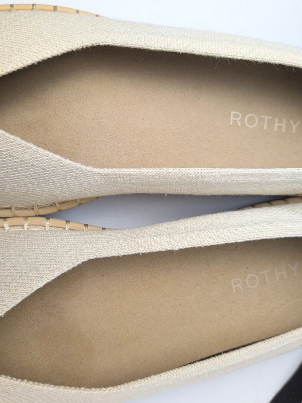 NWOT Rothy's Cream Black Espadrille Flats Ankle Wrap Laces 9.5 Sustainable - Picture 7 of 11